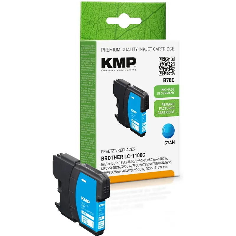 KMP B78C cyan Tintenpatrone ersetzt Brother LC-1100C