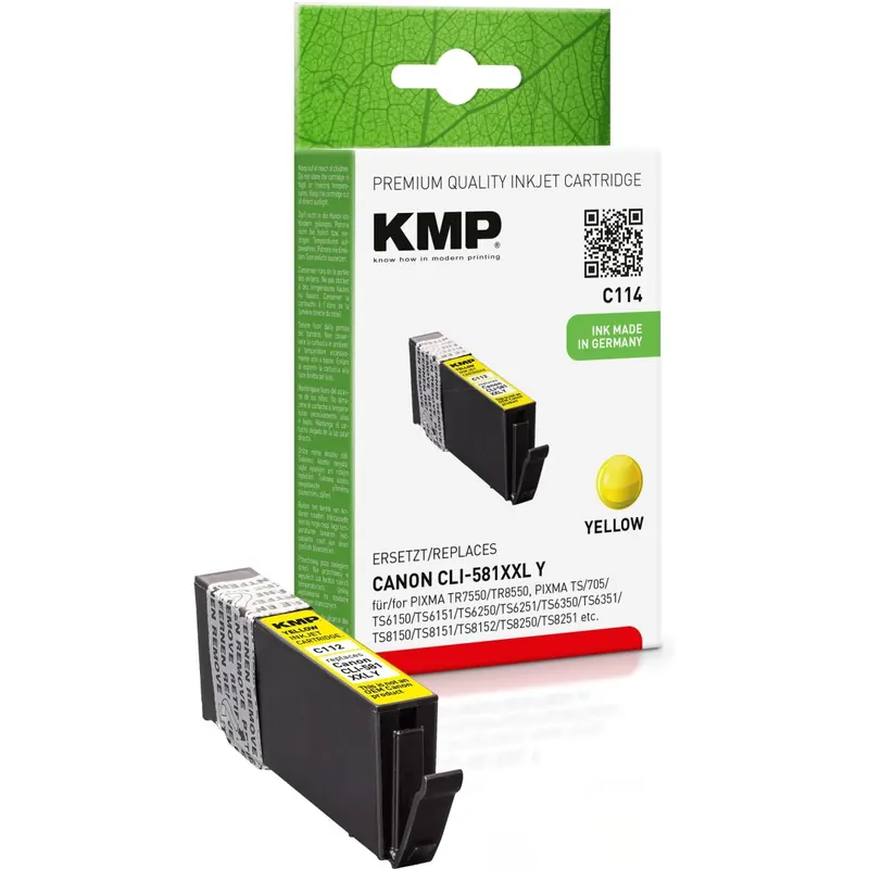 KMP C114 gelb Tintenpatrone ersetzt Canon PGI-581XXL Y (1997C001)