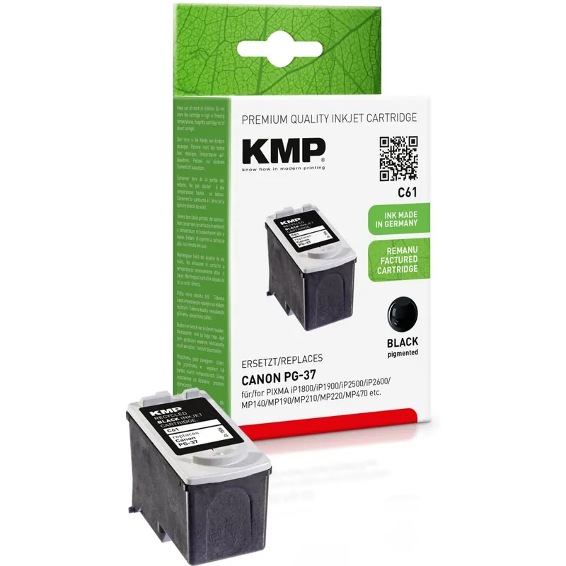 KMP C61 schwarz Tintenpatrone ersetzt Canon PG-37