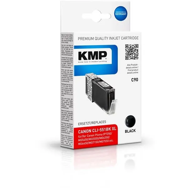 KMP C90 schwarz Tintenpatrone ersetzt Canon PGI-551BK XL (6443B001)