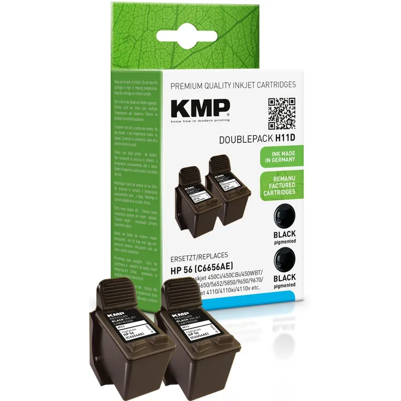 KMP Doublepack H11D schwarz Tintenpatrone ersetzt HP Deskjet HP56 (6656AE)