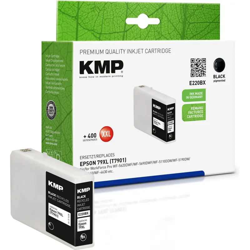 KMP E220BX schwarz Tintenpatrone ersetzt Epson WorkForce 79XL (T7901)