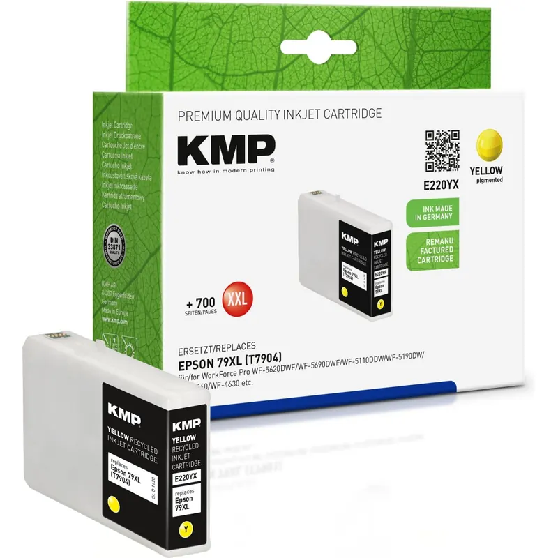 KMP E220YX gelb Tintenpatrone ersetzt Epson WorkForce 79XL (T7904)
