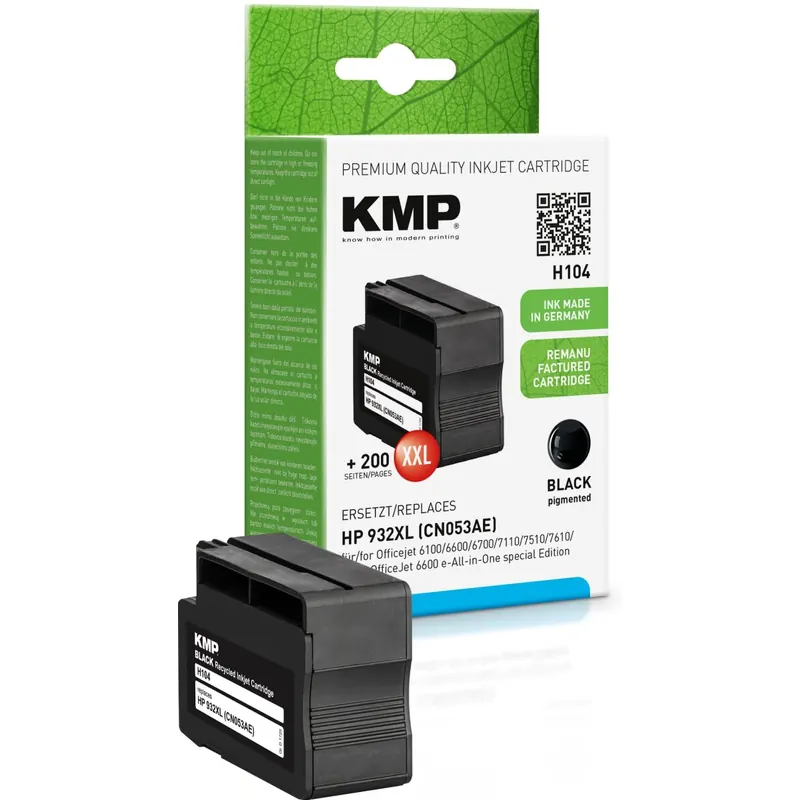 KMP H104 schwarz Tintenpatrone ersetzt HP Officejet HP 932XL (CN053AE)