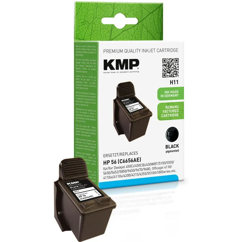 KMP H11 schwarz Tintenpatrone ersetzt HP Deskjet HP56 (C6656AE)