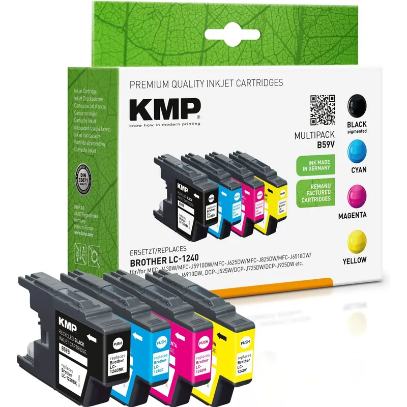 KMP Multipack B59V schwarz, cyan, magenta, gelb Tintenpatronen ersetzen Brother LC-1240VALBP