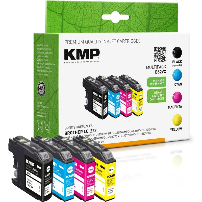 KMP Multipack B62VX cyan, magenta, gelb Tintenpatronen ersetzen Brother LC-223VAL