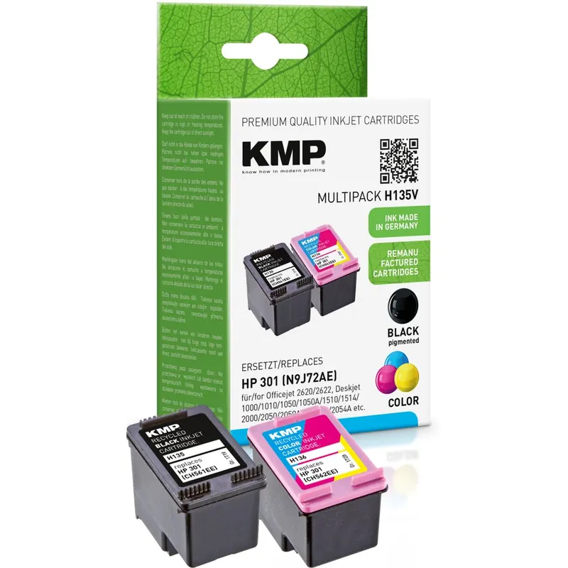 KMP Multipack H135V schwarz, farbig Tintenpatronen ersetzen HP Officejet/Deskjet HP301 (NBJ72AE)