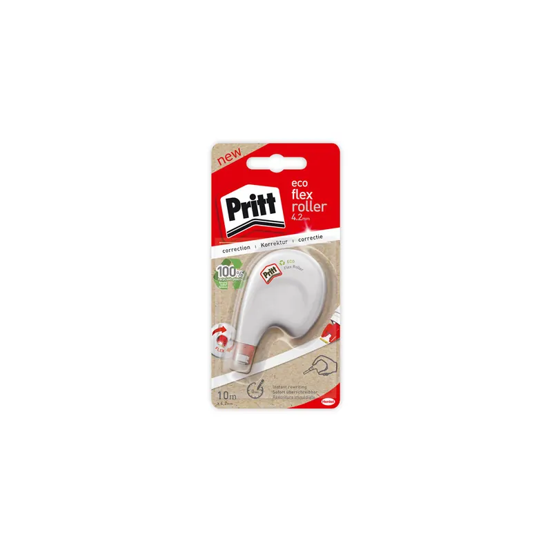 Korrekturroller Pritt Eco Flex 9H PRKEB - 4,2 mm x 10 m weiß/rot Einweg