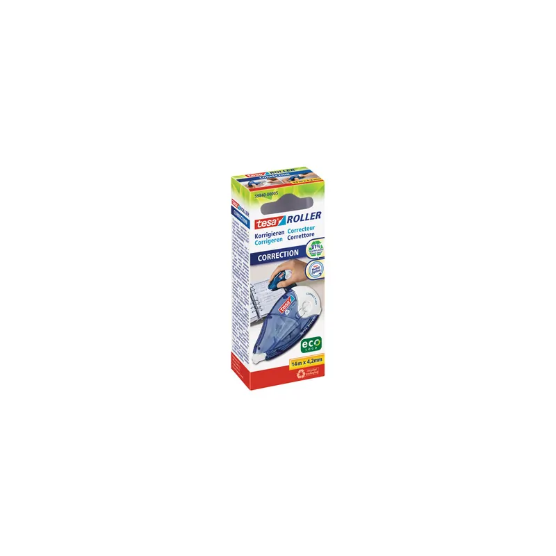 Korrekturroller tesa ecoLogo 59840 - 4,2 mm x 14 m blau/weiß nachfüllbar