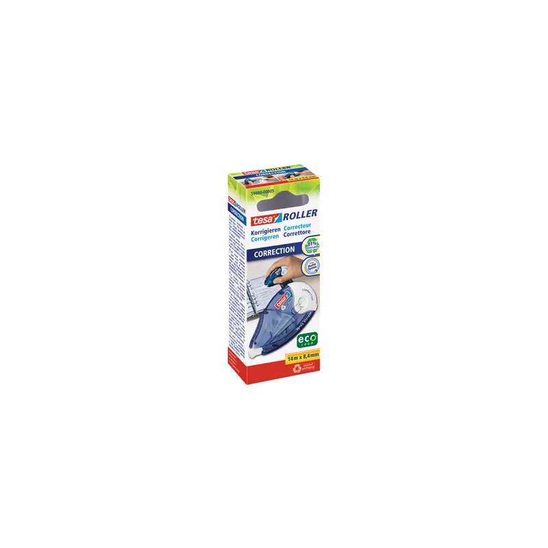 Korrekturroller tesa ecoLogo 59880 - 8,4 mm x 14 m blau/weiß nachfüllbar