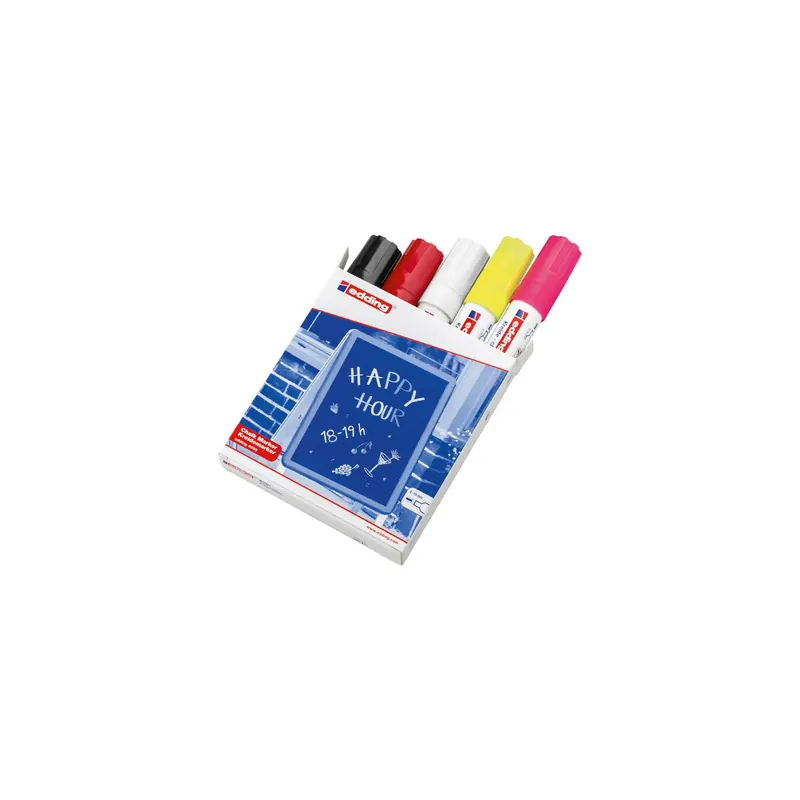 Kreidemarker edding 4090 - sortiert basic 4-15 mm Keilspitze non-permanent nicht nachfüllbar 5er-Set