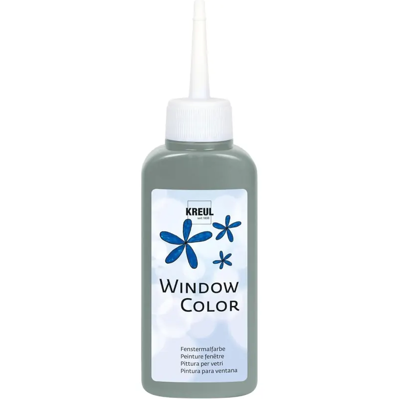 KREUL 42743 - Window Color grau 80 ml, Fenstermalfarbe auf Wasserbasis, mit strukturierter Oberfläche, für Glas, Spiegel, Fliesen und andere glatte Flächen