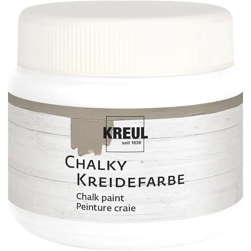 KREUL 75323 - Chalky Kreidefarbe, Snow White in 150 ml Kunststoffdose, sanft - matte Farbe, cremig deckend, schnelltrocknend, für Effekte im Used Look