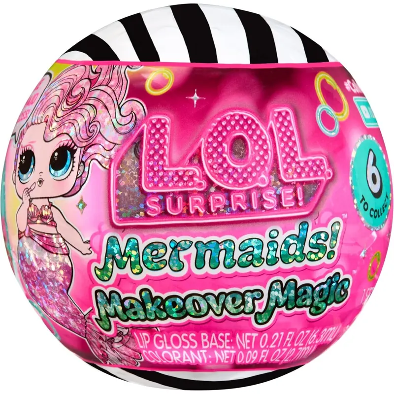 L.O.L. Surprise! Mermaids Makeover Magic Tots  Echter Lipgloss für Dich und Deine Puppe zum Selbermachen, Make-up Mischen und Herstellen, Lustiges Wasserspiel, 6 Puppen zum Sammeln  ab 4 Jahre