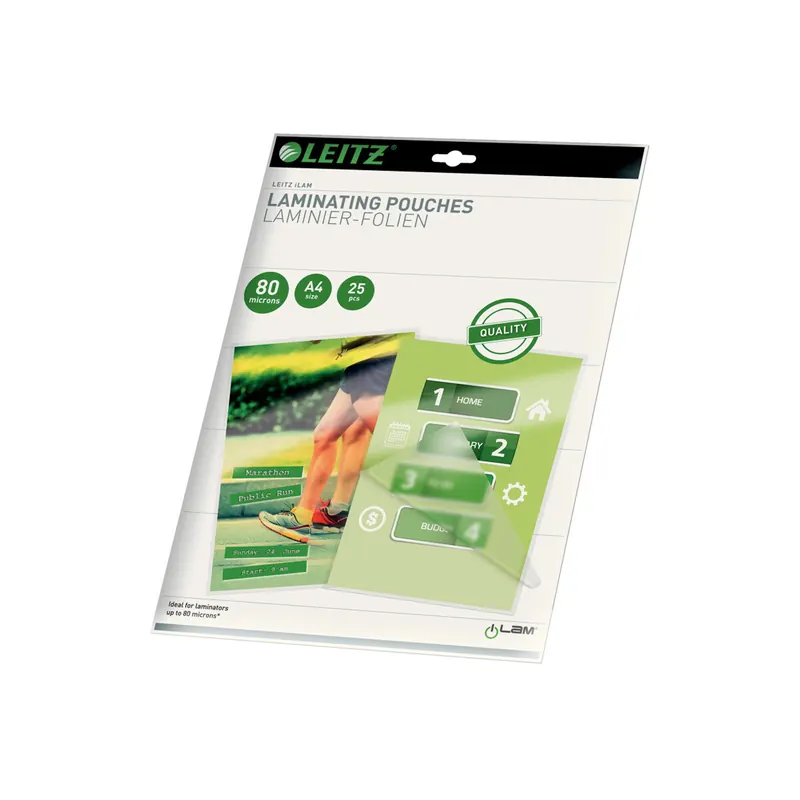 Laminierfolie Leitz iLAM 16917 - 303 x 216 mm für A4 80 µm glänzend Ethyl-Venyl-Acetat Pckg/25