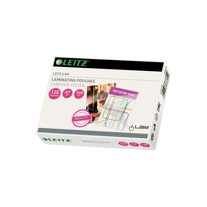 Laminierfolie Leitz iLAM 33805 - 111 x 80 mm für A7 125 µm glänzend Ethyl-Venyl-Acetat Pckg/100