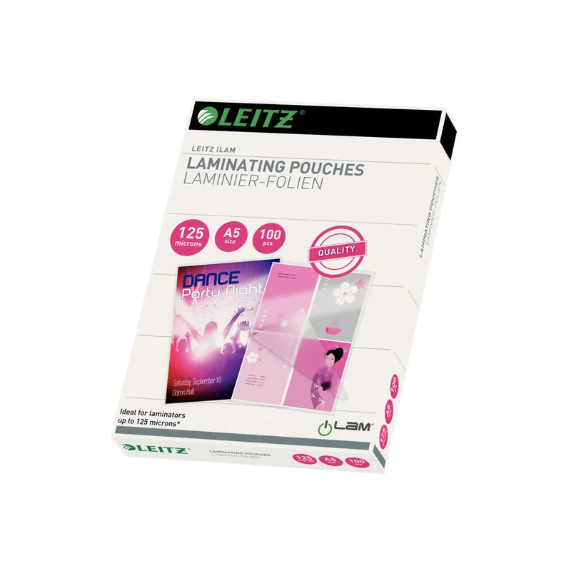 Laminierfolie Leitz iLAM 33807 - 216 x 154 mm für A5 125 µm glänzend Ethyl-Venyl-Acetat Pckg/100