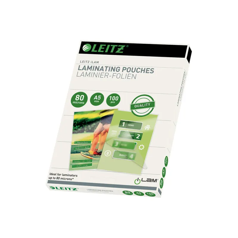 Laminierfolie Leitz iLAM 33817 - 216 x 154 mm für A5 80 µm glänzend Ethyl-Venyl-Acetat Pckg/100