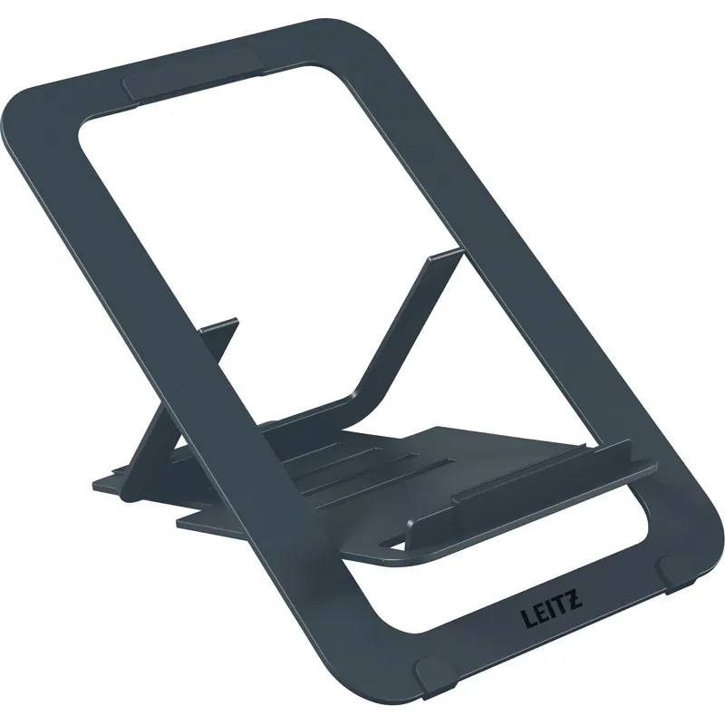 Laptopständer Leitz Ergo 6346 - für Laptops und Tablets 10 bis 17 Zoll dunkelgrau Ultraflach mit SlimLift Design höhenverstellbar 5 Höheneinstellungen Aluminium