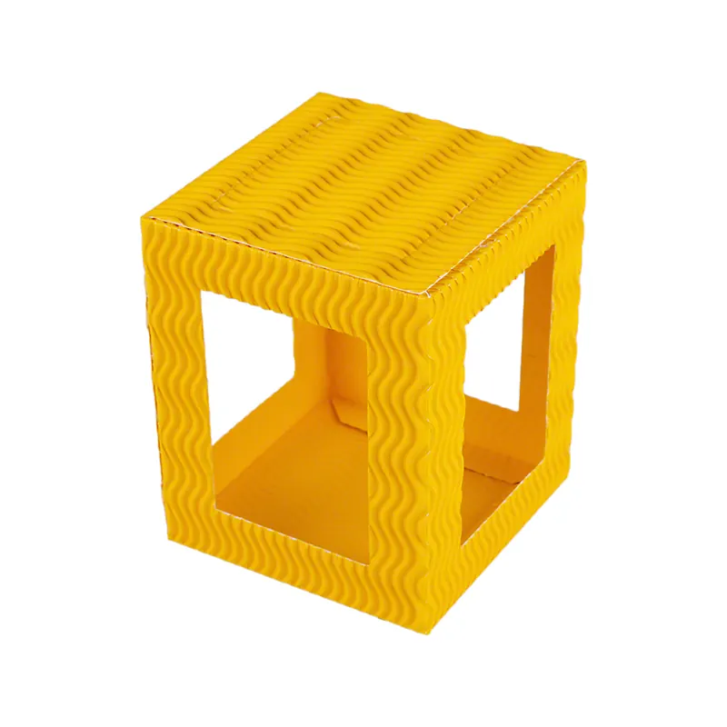 Laternenrohlinge aus 3D-Wellpappe 13,5x13,5x18cm, 5 Stück, gelb