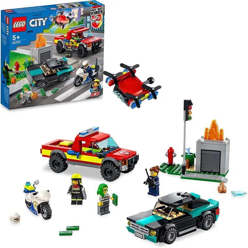 LEGO 60319 City Löscheinsatz und Verfolgungsjagd mit Feuerwehrauto und Motorrad