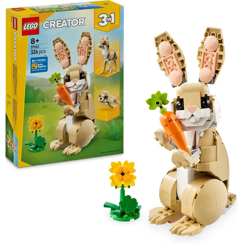 LEGO Creator 3in1 Häschen - Modell umbaubar in eine Lama Figur oder Spielzeug Robbe - Bauset mit Tieren für Kinder - Geburtstagsgeschenk für Mädchen und Jungen ab 8 Jahren 31162