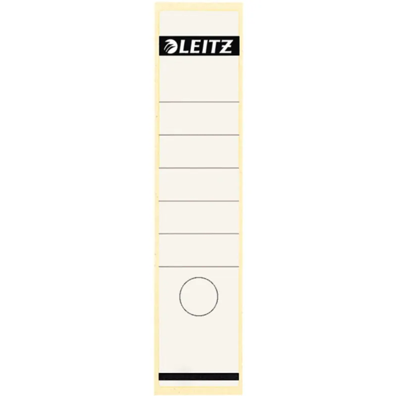 Leitz Rückenschild selbstklebend für Standard- und Hartpappe-Ordner, 80 mm Rückenbreite, Langes und breites Format, 62 x 285 mm, 10 Stück, Papier, weiß, 16401001
