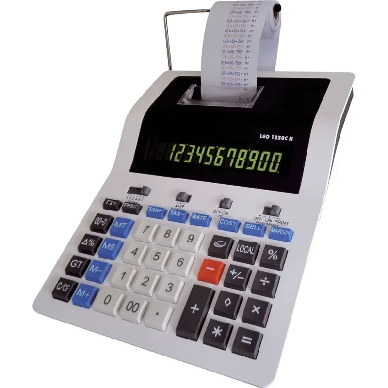 LEO 1230C II Tischrechner druckend zweifarbig inkl. Netzteil - 12 stellig - weiß