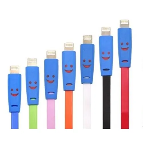 Leuchtendes Ladekabel mit Smilie für Iphone 5 5S 6 Ipad Mini USB Kabel ver. Farb