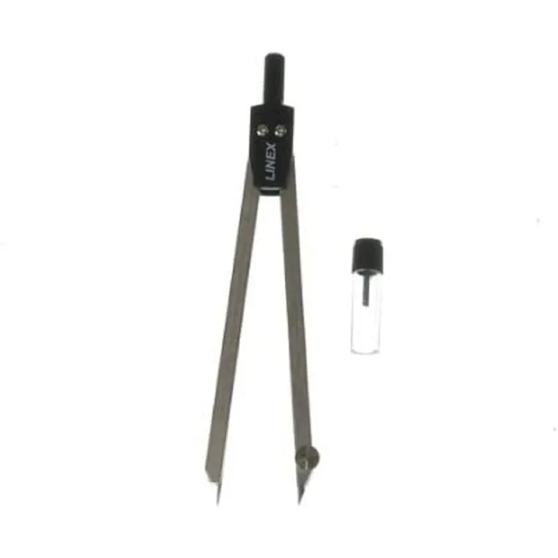 Linex 100412042 162 Schul-Zirkel, Schenkelmaß 140 mm, Ersatzmine, aus Metall, silber