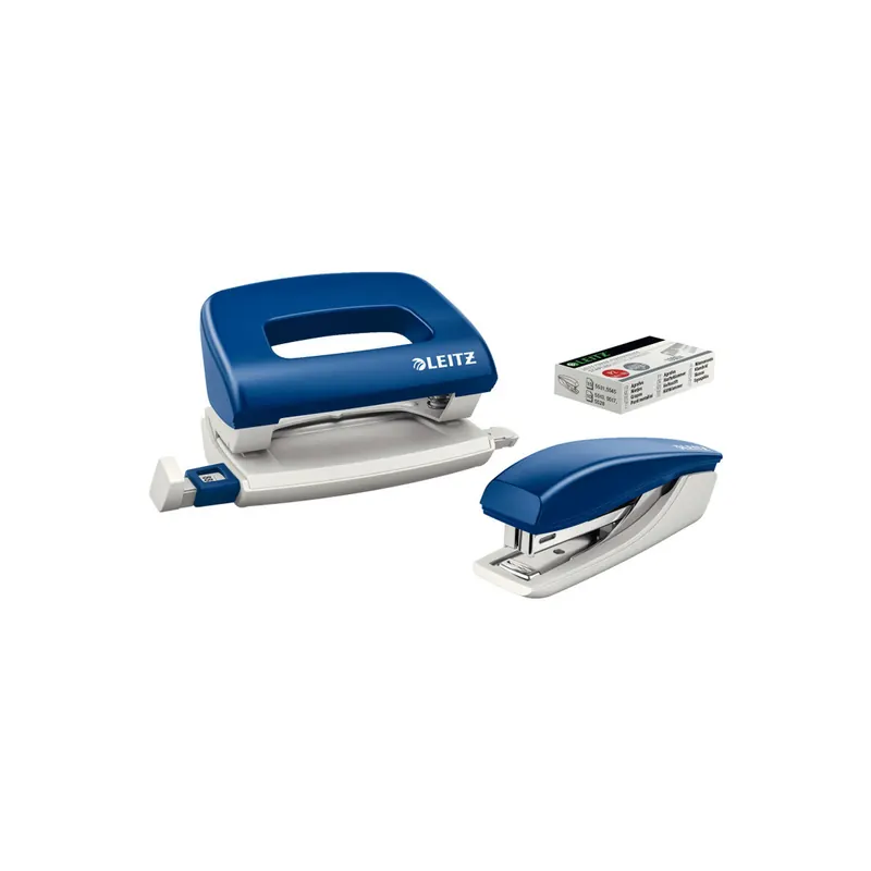 Locher/Heftgeräteset Leitz NeXXt 5507 - blau Art. 5058/5517 Heftklammern No10 Metall/Kunststoff Set