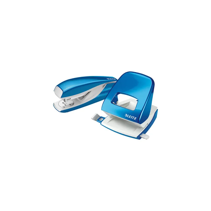 Locher/Heftgeräteset Leitz NeXXt WOW 5095 - blau metallic Art. 5008/5502 Heftklammern No10 Metall/Kunststoff Set