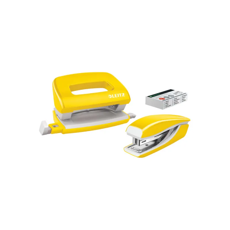 Locher/Heftgeräteset Leitz NeXXt WOW Mini 5561 - gelb Art. 5060/5528 Heftklammern No10 Metall/Kunststoff Set