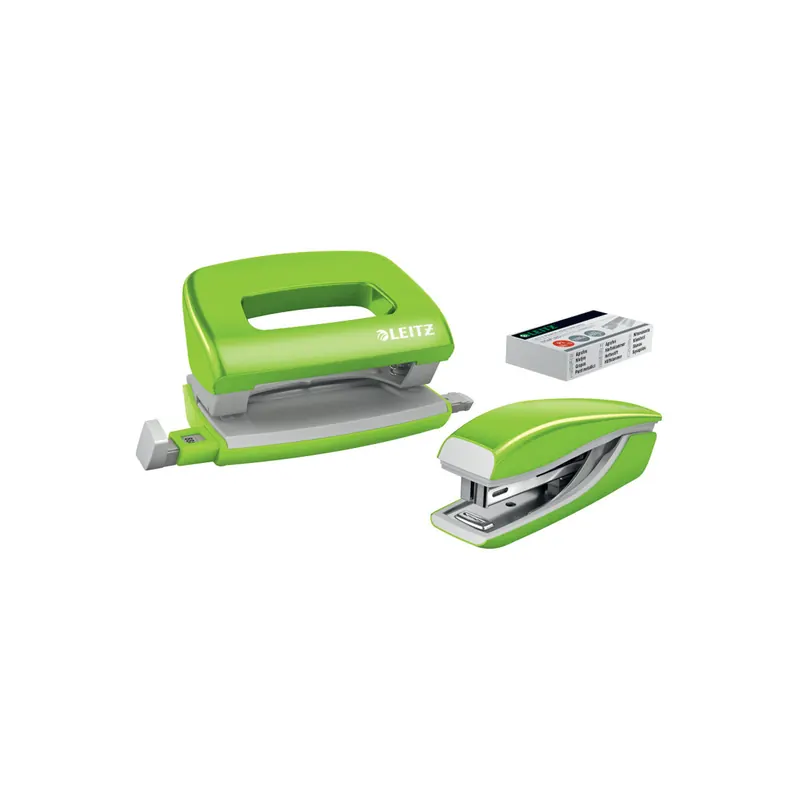 Locher/Heftgeräteset Leitz NeXXt WOW Mini 5561 - grün Art. 5060/5528 Heftklammern No10 Metall/Kunststoff Set