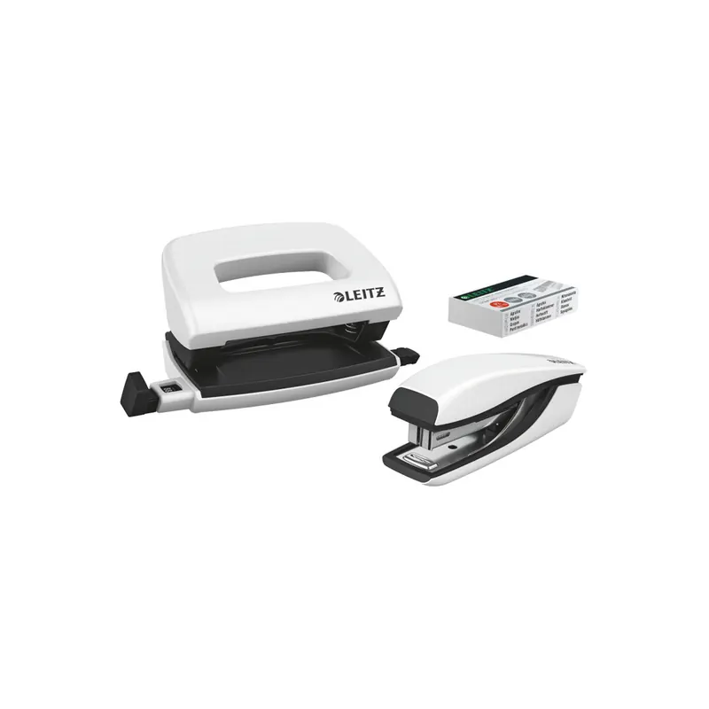 Locher/Heftgeräteset Leitz NeXXt WOW Mini 5561 - perlweiß Art. 5060/5528 Heftklammern No10 Metall/Kunststoff Set