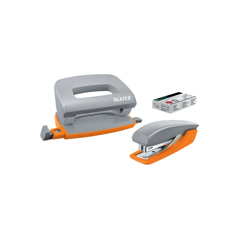 Locher/Heftgeräteset Leitz Urban Chic 5599 - grau Art. 5058/5517 Heftklammern No10 Metall/Kunststoff Set
