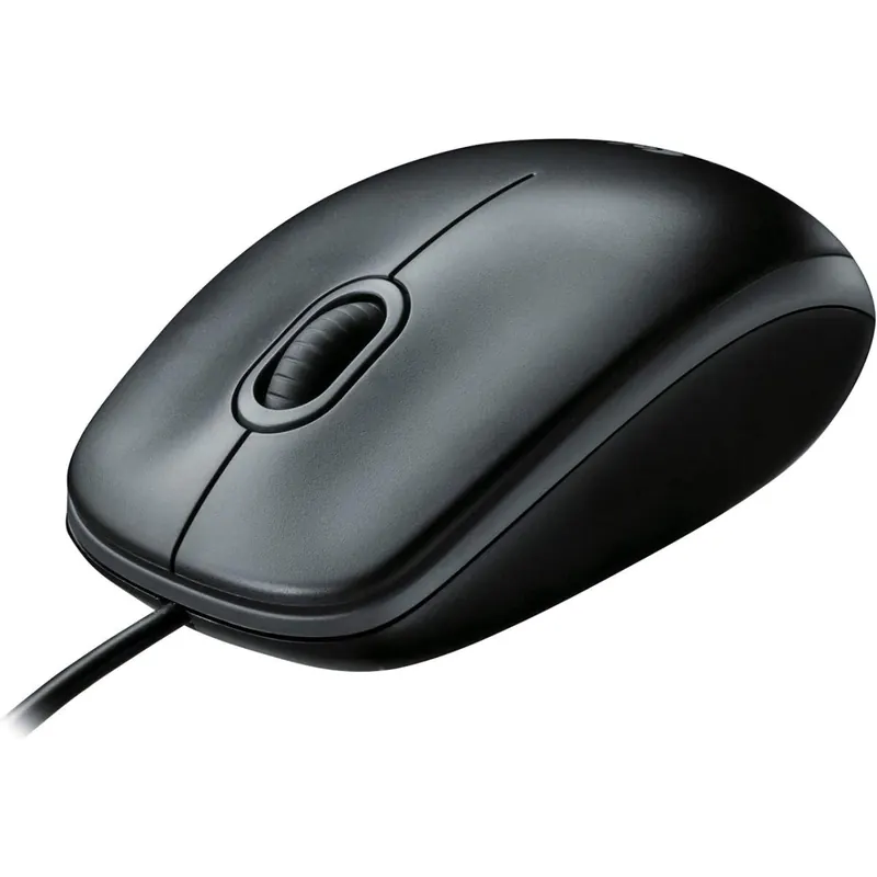 Logitech B100 Maus mit Kabel, USB-Anschluss, 800 DPI Optischer Sensor, 3 Tasten, Für Links- und Rechtshänder, PC/Mac - Schwarz