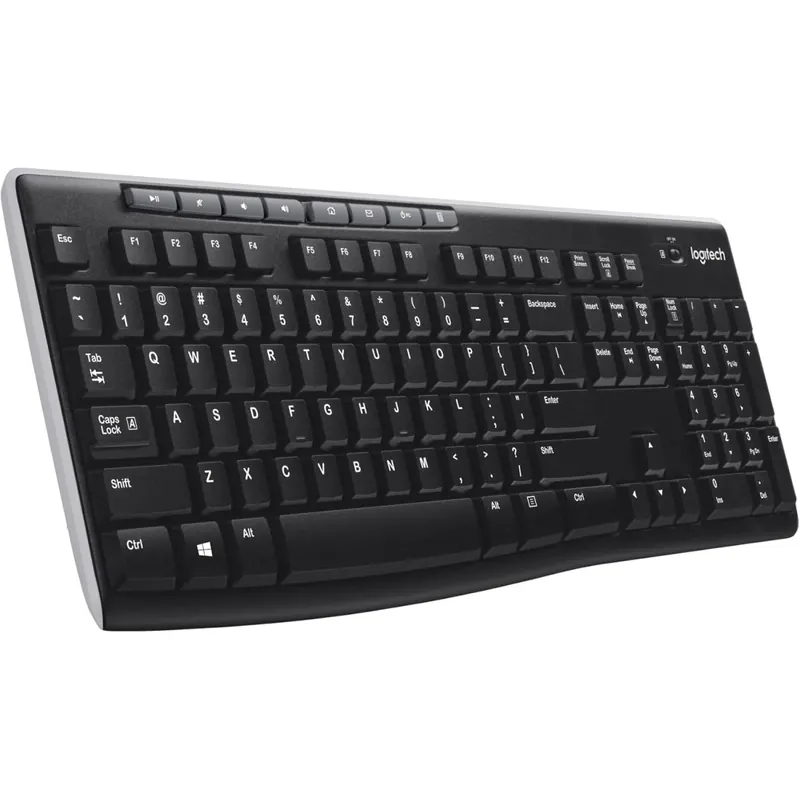 Logitech K270 Kabellose Tastatur für Windows, 2,4 GHz kabellos, Standardgröße, Nummernblock, 8 Sondertasten, 2 Jahre Batterielaufzeit, Kompatibel mit PC, Laptop, Deutsches QWERTZ-Layout - Schwarz