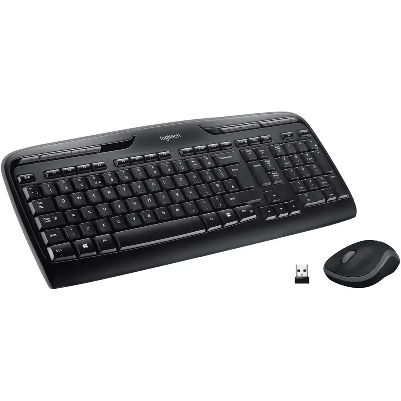 Logitech MK330 Kabelloses Tastatur-Maus-Set, 2.4 GHz Verbindung via USB-Empfänger, 4 programmierbare G-Tasten, 12 bis 24-Monate Batterielaufzeit, PC/Laptop, Deutsches QWERTZ-Layout - Schwarz