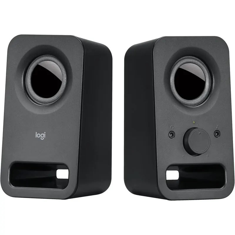 Logitech Z150 PC-Lautsprecher, Stereo Sound, 2 Lautsprecher, 6 Watt Spitzenleistung, 3,5 mm Eingang, Regler am rechten Lautsprecher, Kopfhörerbuchse, EU Stecker, PC/TV/Handy/Tablet - Schwarz