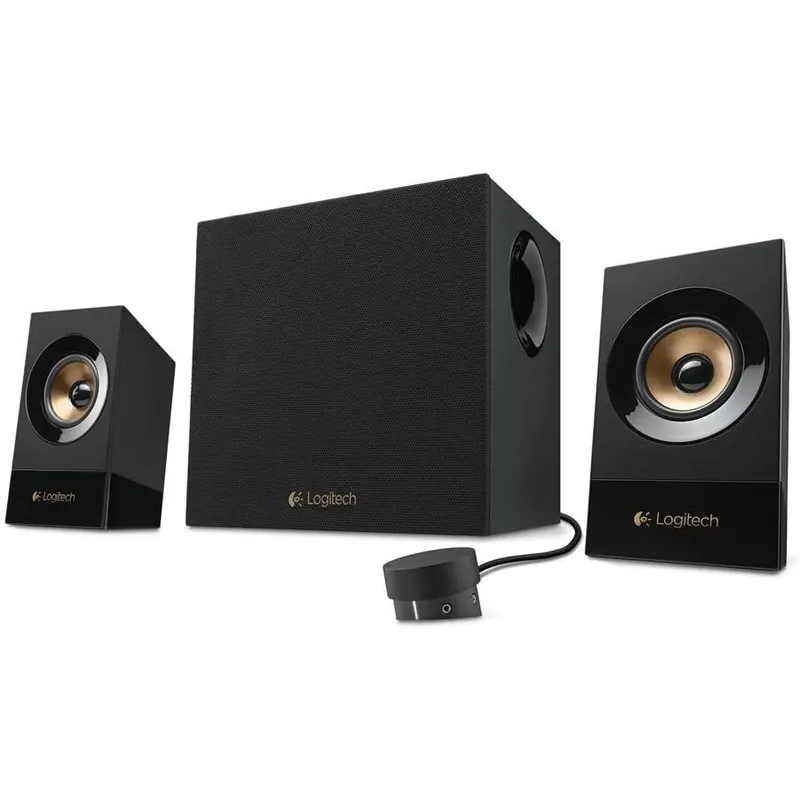 Logitech Z533 2.1 Lautsprecher-System mit Subwoofer, 120 Watt Spitzenleistung, 3,5 mm Eingang, Kopfhörerbuchse, Multi-Device, Bedienelemente am Steuergerät, EU Stecker, PC/TV/Tablet - Schwarz