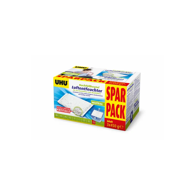 Luftentfeuchter Nachfüllbeutel UHU 47015 - Räume bis zu 35 m³ 3 x 450 g