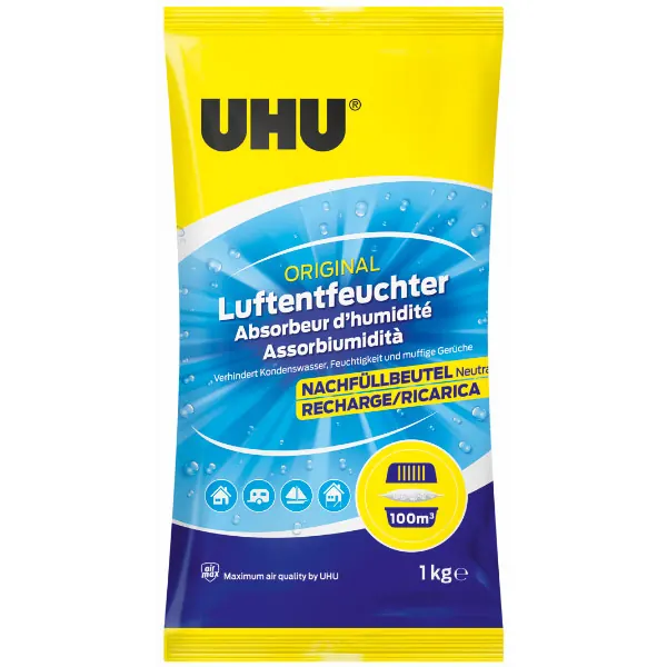 Luftentfeuchter Nachfüllbeutel UHU Original 47085 - Räume bis zu 100 m³ 1000 g