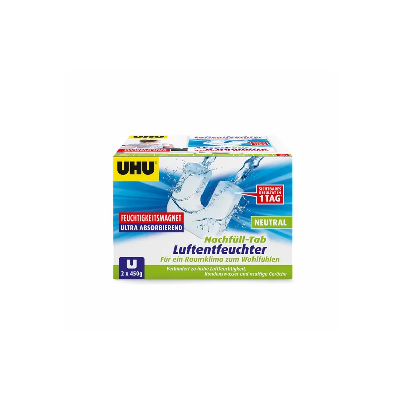 Luftentfeuchter Nachfüllbeutel UHU Original 53165 - Räume bis zu 35 m³ 2 x 450 g
