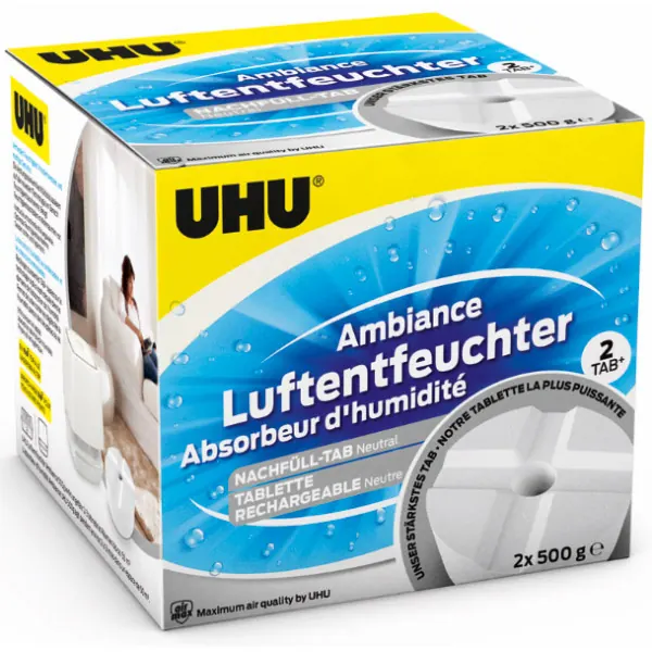 Luftentfeuchter Nachfülltab UHU 50530 airmax Ambiance Räume bis zu 40 m³ 2 x 500g Duft Neutral