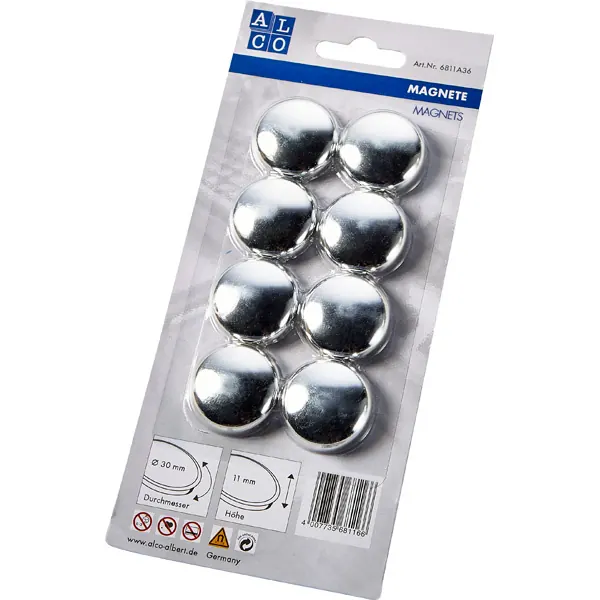 Magnet myHome & Office 011203-6811A36 - Ø 30 mm silber Pckg/8