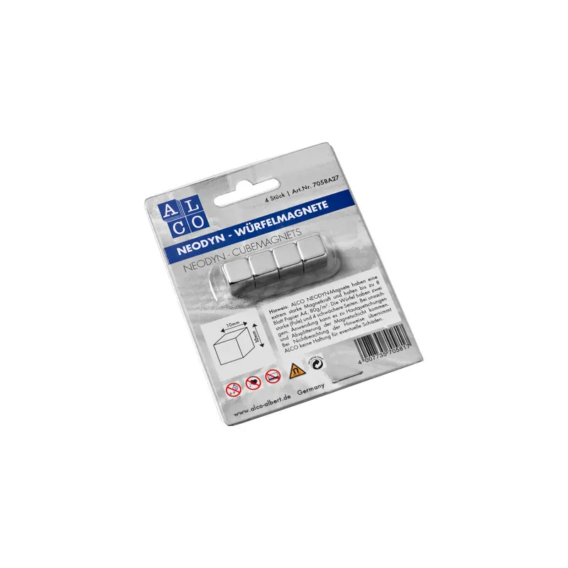 Magnet myHome & Office Neodym 011203-7058A27 - 10 x 10 x 10 mm silber Pckg/4