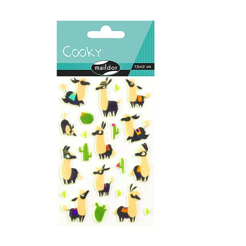 Maildor CY082C LAMA Packung mit Stickers Cooky 3D (1 Bogen, 7,5 x 12 cm, ideal zum Dekorieren, Sammeln oder Verschenken) 1 Pack