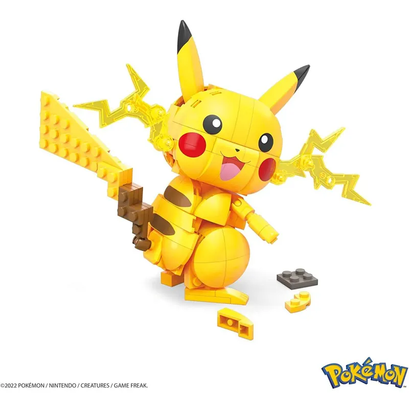Mattel MEGA Construx GMD31 - Pokémon Medium Pikachu (10cm), Bauset mit beweglicher Figur, Spielzeug ab 7 Jahren